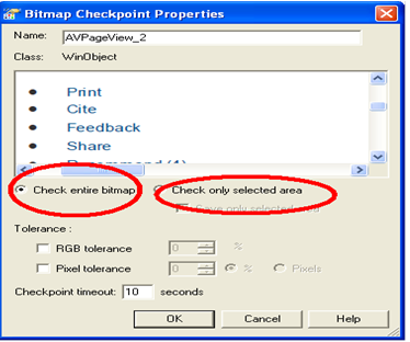Bitmap Checkpoint Properties